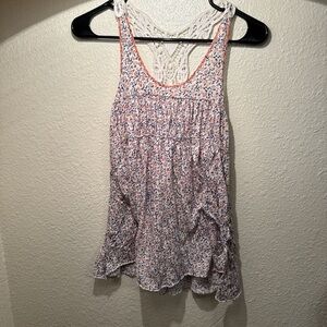 Free People Multicolor Lace-Back Tank Top